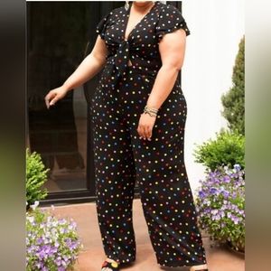 Eloquii Multicolored Polka Dot Jumpsuit Size 26